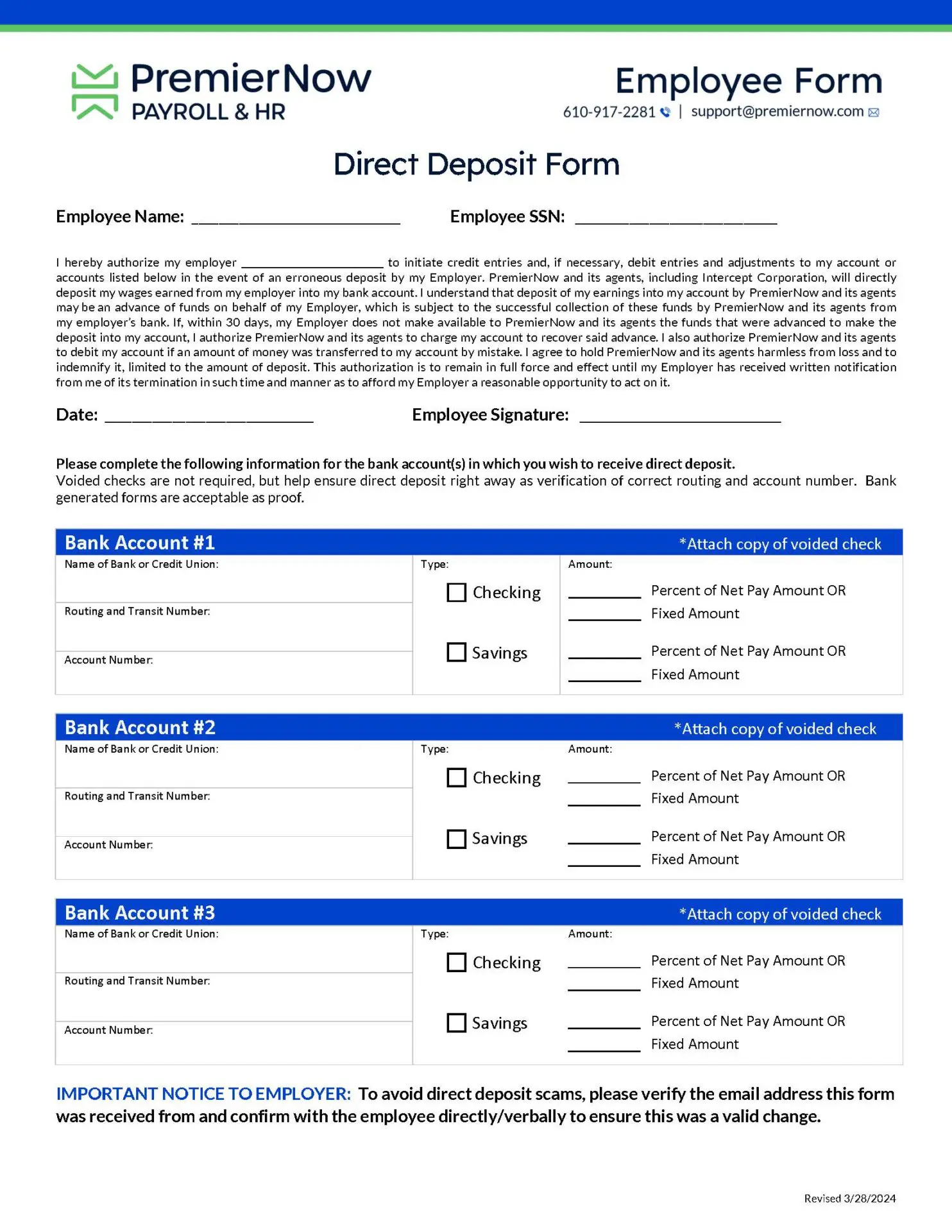 Direct Deposit Form